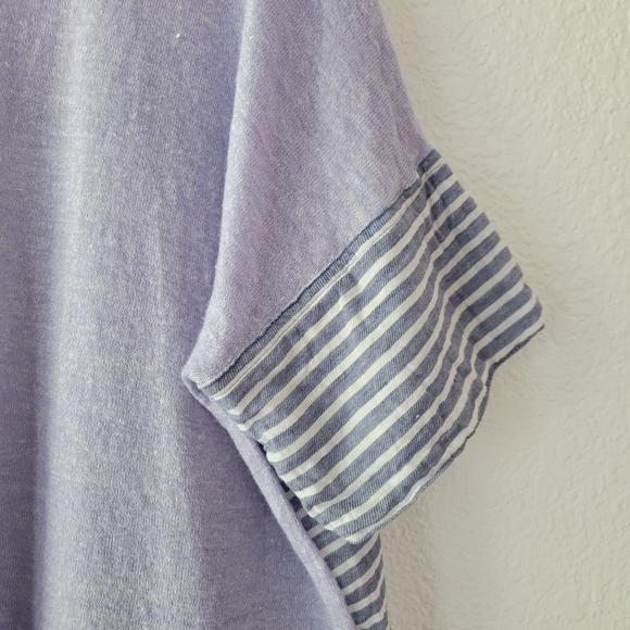 J. Crew Women's Blue Striped Mixed Media Wool Linen Cotton Blend Top Size Small - Picture 3 of 7